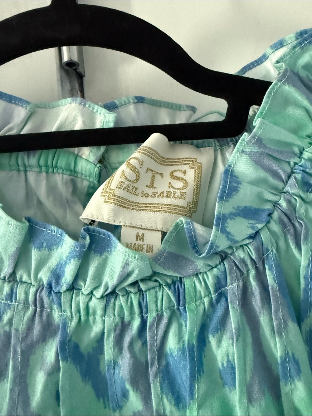 Sail to Sable Mint and Teal Ikat Mini Dress - Picture 3 of 5